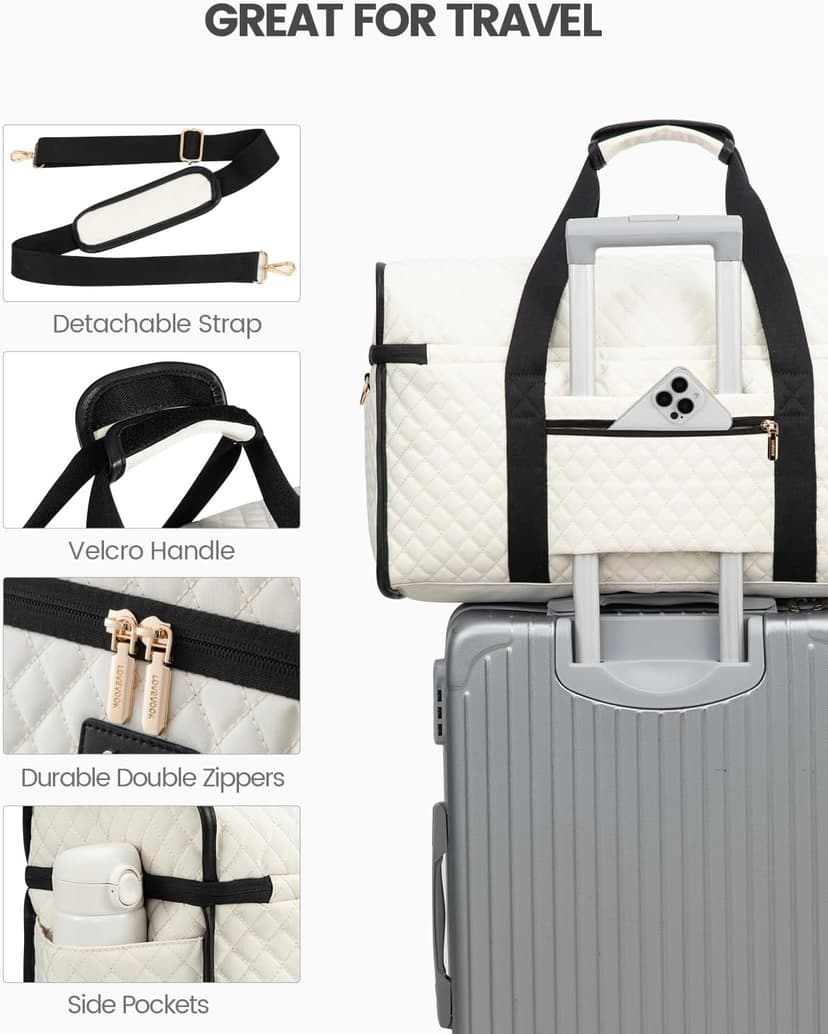 LOVEVOOK Travel Duffle Bag - Weekender & Overnight Bag with Toiletry & Wet Pocket, Carry-On Size, 3pc Set