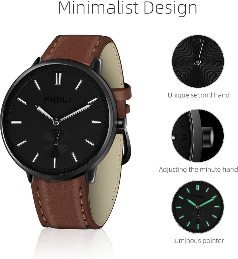 Watch Mens Watches Fashion Minimalist Ultra-Thin Watches for Men Waterproof Luminescent Hands Leather Strap