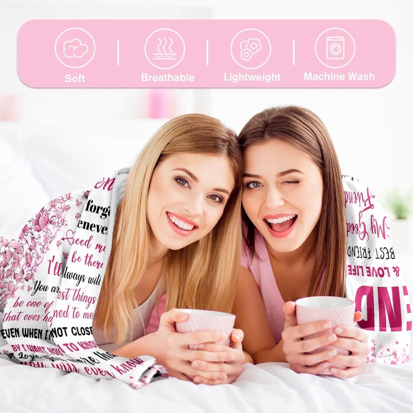 Best Friend Bestie Gifts for Women - Best Friend Birthday Gifts - Friendship Presents for Women - Long Distance BFF Presents - BFF Christmas Mothers Day Valentines Day Blanket 50"X60"