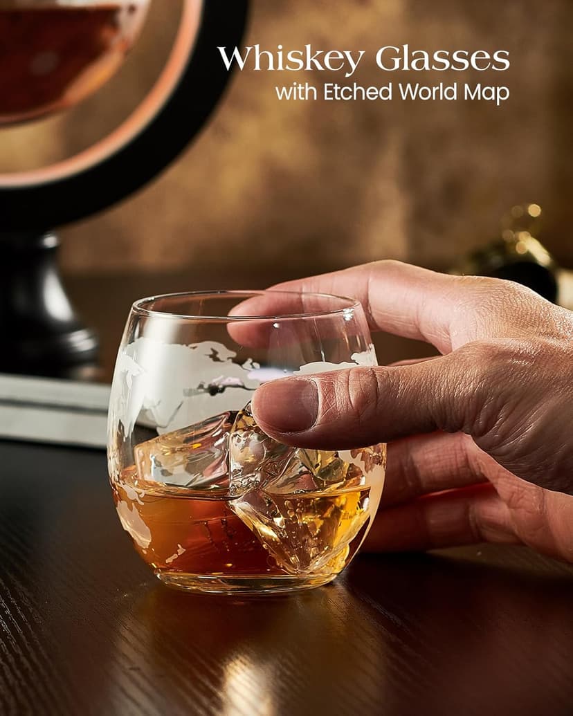 Gifts for Men Dad Christmas, Kollea Globe Whiskey Decanter Set with Space Rocket Inside, 7 Colors Led Liquor Decanter, Cool Gifts for Husband Brother Whiskey Lover, for Birthday Anniversary Home Bar