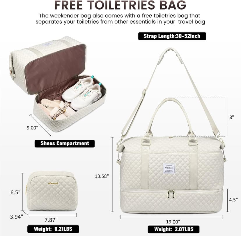 LOVEVOOK Travel Duffle Bag,Weekender Bags for Women with Shoe Compartment，Carry on Overnight Bag with Toiletry Bag,Gym Duffel Bag with Wet Pocket, Hospital Bags for Labor and Delivery