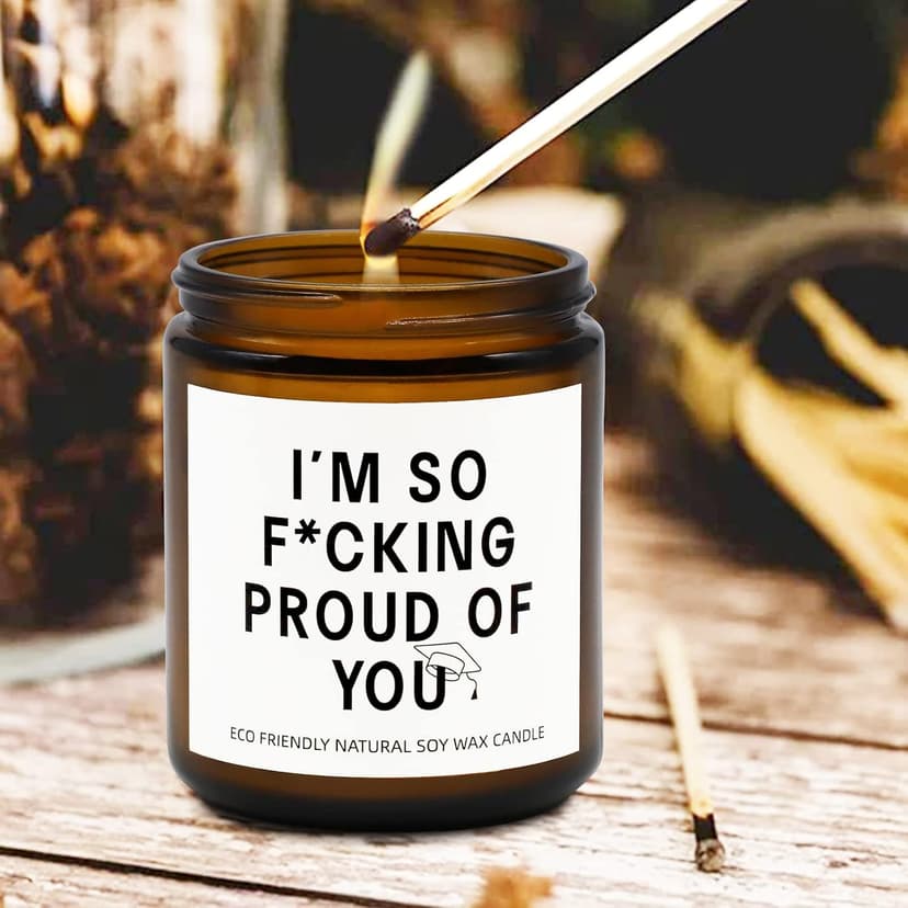 Funny Graduation Gift for Her/Him, So Proud of You Graduation Candle for Party Decorations, Gardenia Scented Candle High School College Grad Gift