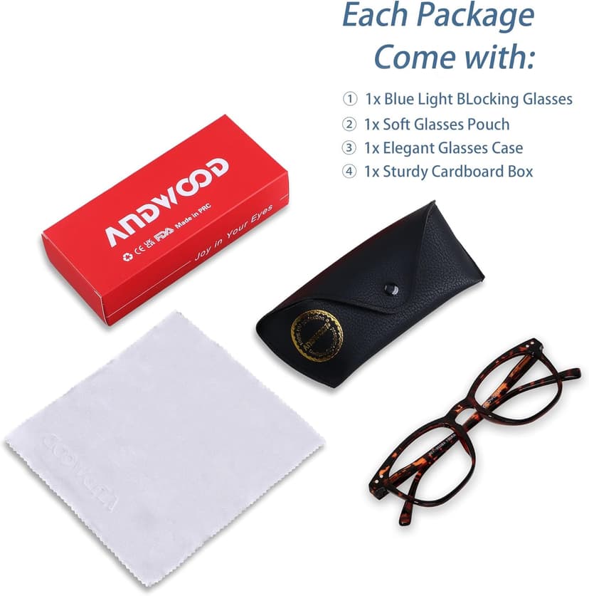 ANDWOOD Blue Light Blocking Glasses Women Men Computer Small Face Clear Bluelight Blocker Eyeglasses Frame