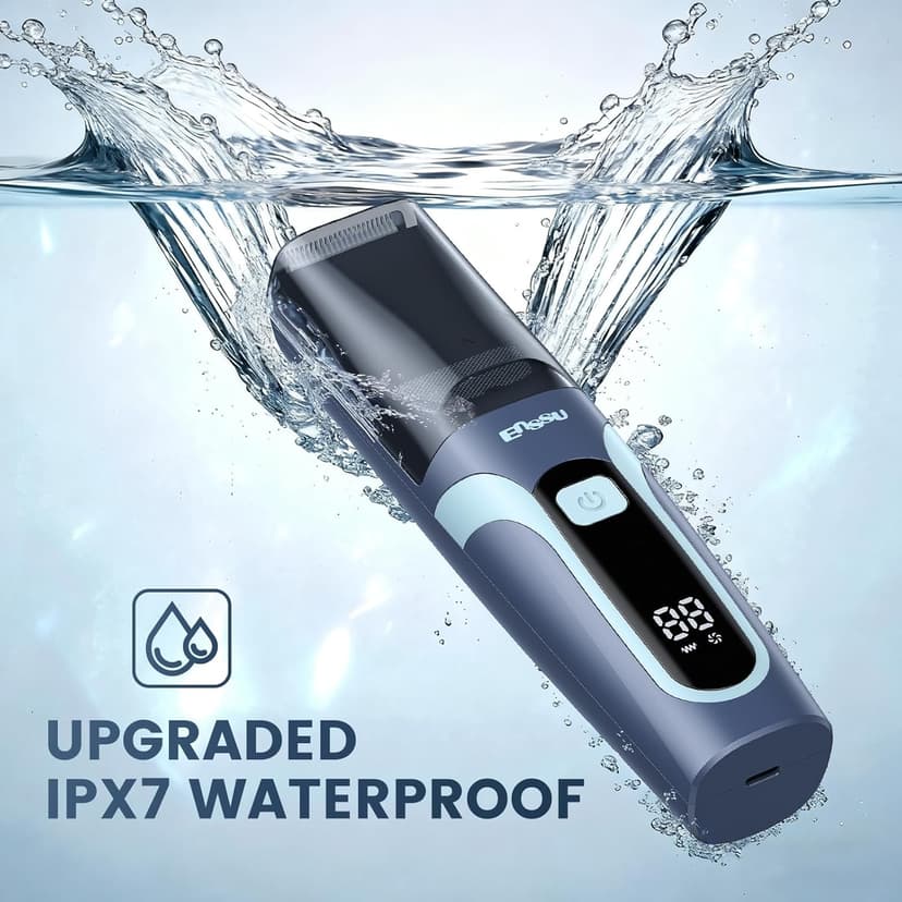 ENSSU Beard Trimmer for Men - Vacuum Mustache Trimmer with Adjustable 20 Length Setting for Less Mess,IPX7 Waterproof Rechargeable Electric Mens Beard Trimmer for Precision Facial Hair, Sideburns