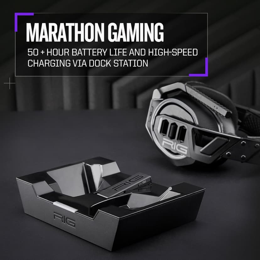 RIG 900 MAX HX Universal Dual Wireless Gaming Headset 2.4GHz/Bluetooth for Xbox, PlayStation, Nintendo Switch, PC, Android, iPhone - Charging Base - 60 Hours Battery - Dolby Atmos 3D Audio
