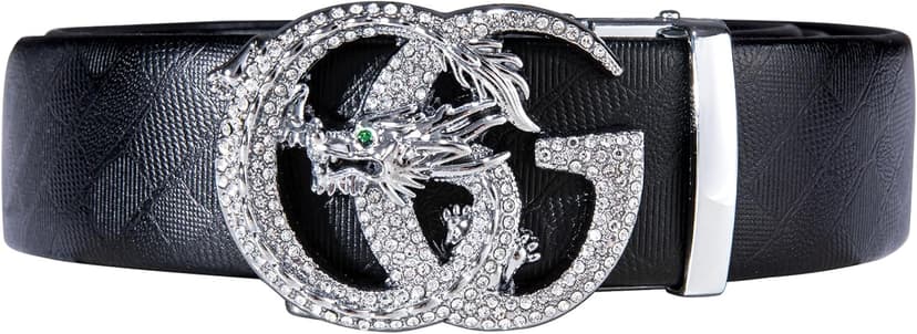 Dubulle Designer Mens Belts, Sliding Automatic Buckle Ratchet Dress Belt TOP Genuine Leather Strap Gifts