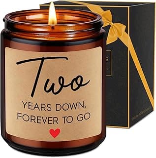 Fairy's Gift 2 Year Anniversary Candle Gifts for Him Her Boyfriend GF Wife Husband - Cotton 2nd Anniversary Couple Gifts Ideas - Two Year Wedding Anniv. Presents for Couples, Happy Second Anniv.