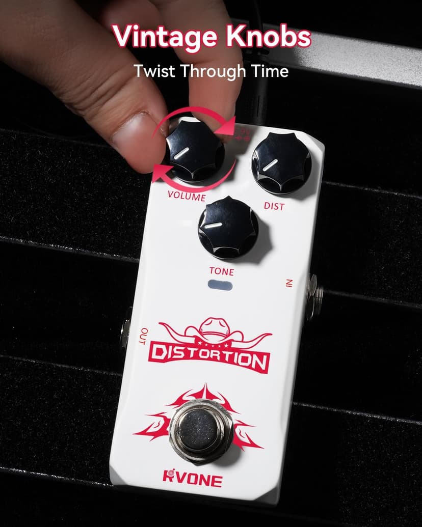 RVONE High Gain Distortion Pedal for Electric Guitar, Aluminum Guitar Pedal, Analog Guitar Effects Pedal for Compact Stage & Studio Pedal, True Bypass