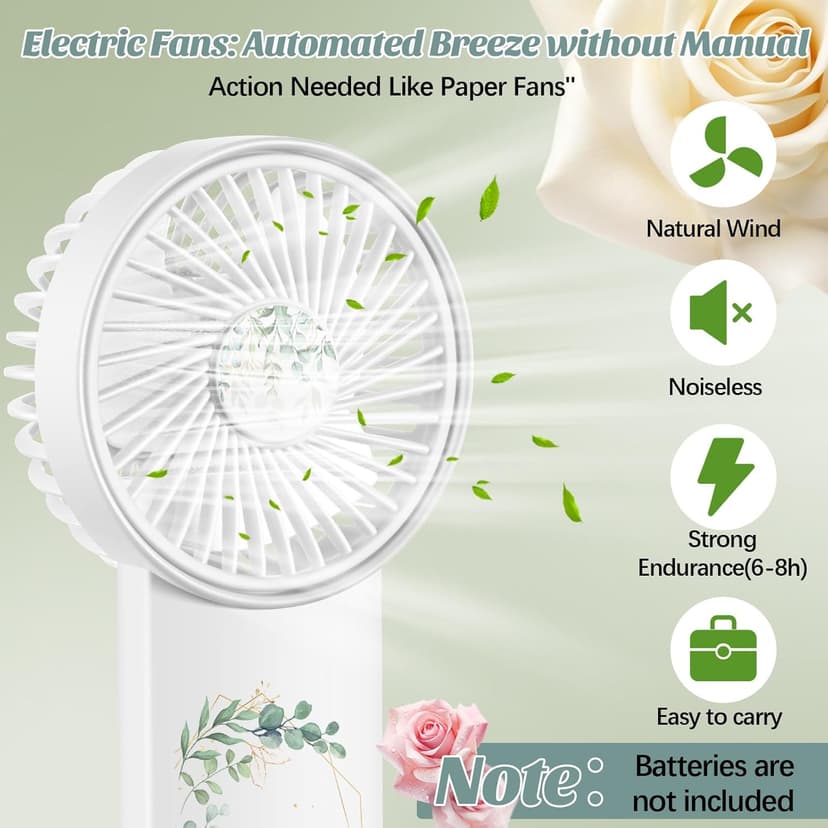 24 Pcs Mini Wedding Fan for Guests Bulk Handheld Battery Operated Fan Greenery Thank You for Celebrating with Us Wedding Favors Souvenirs Gifts for Guests Summer Outdoor Baby Shower