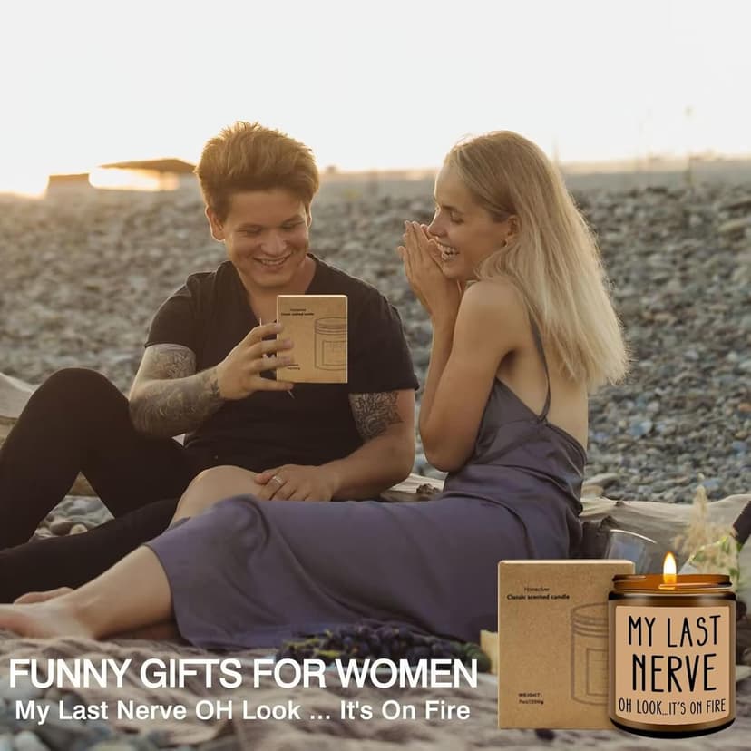 Homsolver Birthday Gifts for Women, Funny Friendship Gift for Best Friend - My Last Nerve Lavender Candle - Unique Birthday Gifts for Women, Her, Mom, BFF, Sister