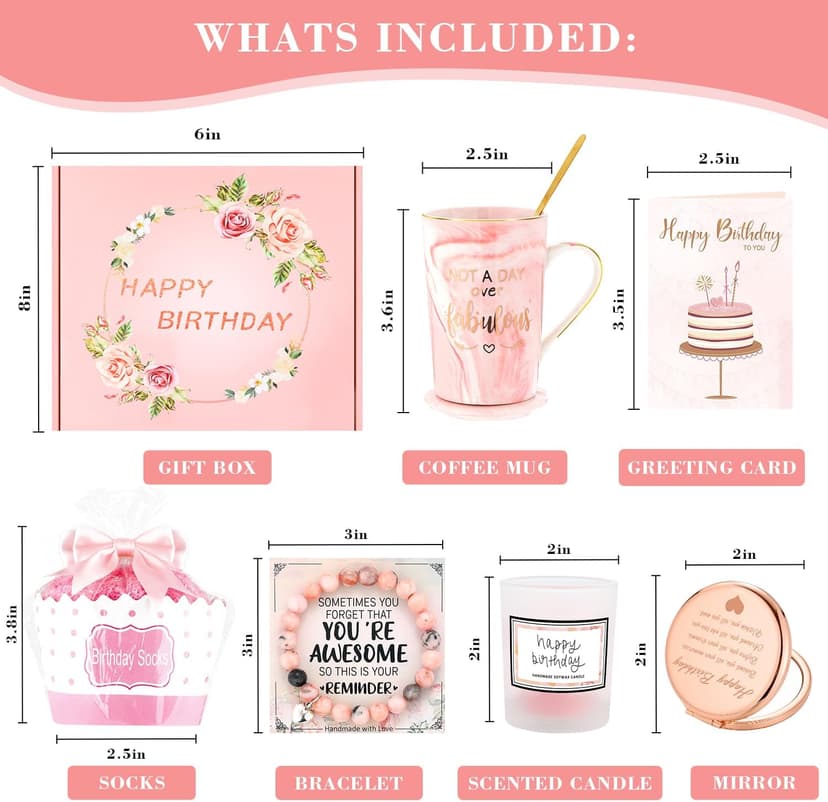 Birthday Gifts for Women Happy Birthday Gift Baskets for Women Unique Not A Day Over Fabulous Mug Gift ideas Pink Gifts Box Set Presents for Her Friends Mom Sister Wife Coworkers Daughter Aunt Mom