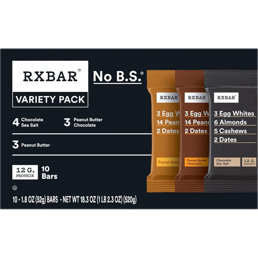 RXBAR Protein Bars, Protein Snack, Snack Bars, Variety Pack, 18.3oz Box (10 Count)