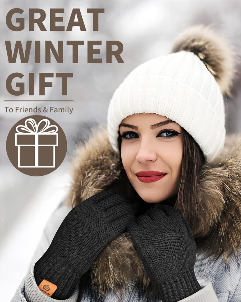 ARFNKIM Thermal Winter Gloves-Fleece Lining Touch Screen Knit Stretchy Warm Gloves for Running Cycling Riding- Men Women