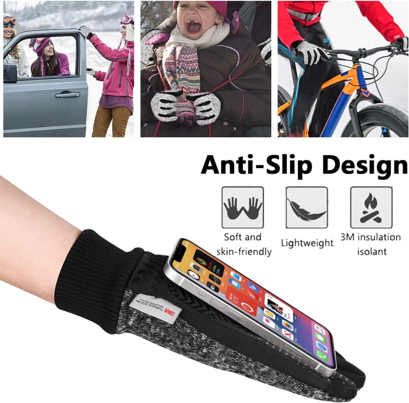 MOREOK Winter Gloves for Men/Women -10°F 3M Thinsulate Warm Touch Screen Snow Ski Bicycle Bike Gloves for Driving/Cycling/Running/Hiking