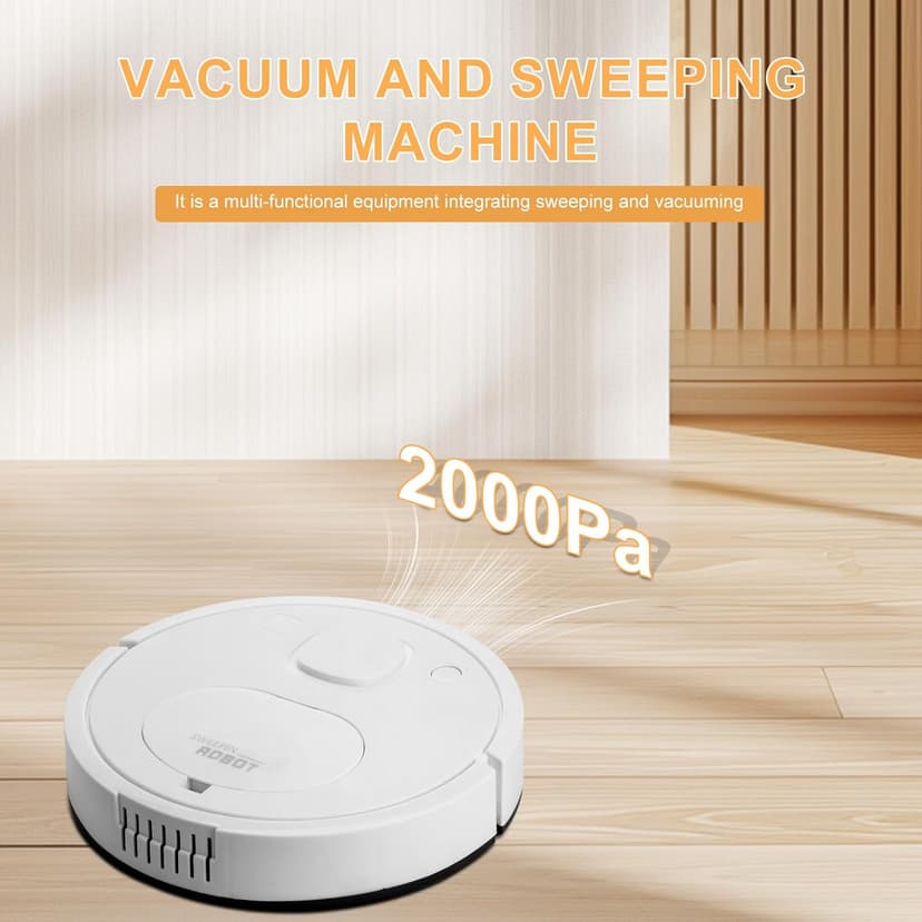 Robot Vacuum, Featuring a 3-in-1 Comprehensive Cleaning System That vacuums and mops, with 2000Pa Suction Power. This Ultra-Thin and Quiet Robot Vacuum and mop is Ideal for pet Hair
