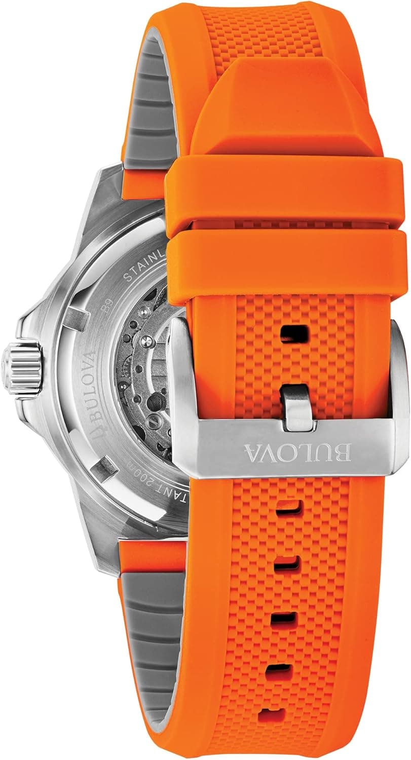 Bulova Men's Marine Star 'Series A' Automatic Watch with Orange Silicone Strap Style: 98A226