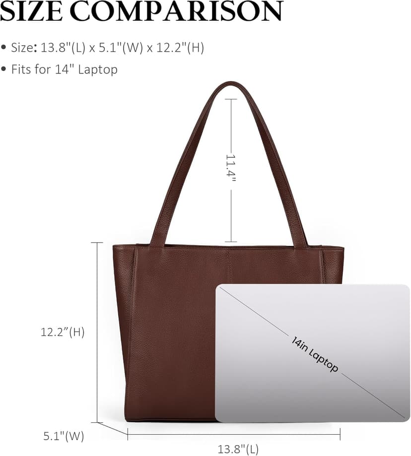 befen Genuine Leather Tote Bag for Women Work, Women's Leather Shoulder Bags Purses Satchel Handbags with Laptop Compartment