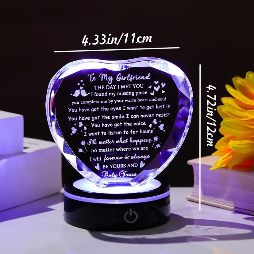 Gifts for Girlfriend with Light Base, Girlfriend Gifts from Boyfriend, Romantic Anniversary Birthday Gifts for Girlfriend Her Valentines Christmas I Love My Girlfriend Gift for Women