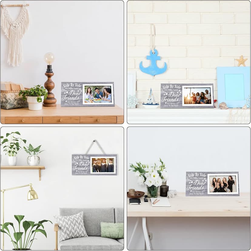 Jetec Wooden Friends Picture Frame 12 x 5.5 Inch Photo Frame Graduation Day Dear Friends Gifts Long Distance Friendship Photo Gifts(Deep Grey)