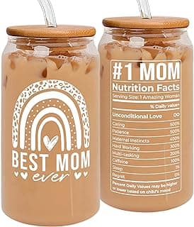 Gifts for Mom from Daughter Son - Birthday, Mothers Day, Christmas Mom Gifts for Wife, Her - Gift Ideas for Mama, Mother - Gift for New Moms, Mothers - 16 Oz 2-sided Can Glass