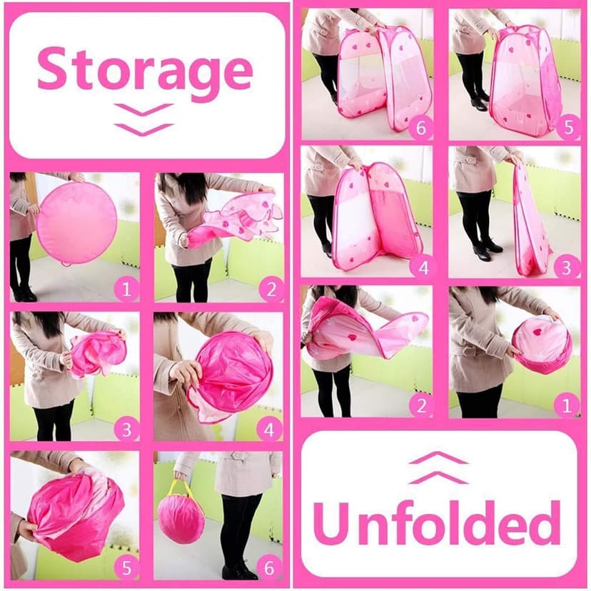 Pop Up Princess Tent with Star Light, Toys for 1 2 3 Year Old Girl Birthday Gift, Ball Pit for 12-18 Months Baby Girl Toys, Toddler Gift, Easy to Pop Up and Assemble(Pink)