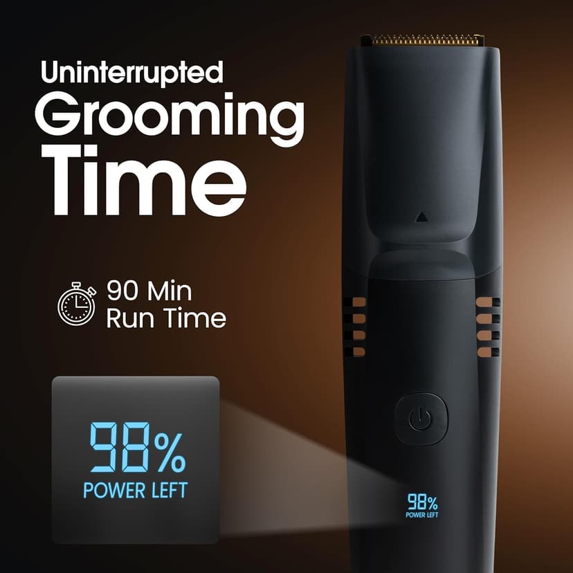 Bell+Howell Vacutrim Cordless Beard Trimmer – Rechargeable Electric Shaver with Built-in Vacuum, 20 Trim Settings, LED Indicator – for Mustache, Sideburns, Facial Hair – Deluxe, 7.5" As Seen On TV