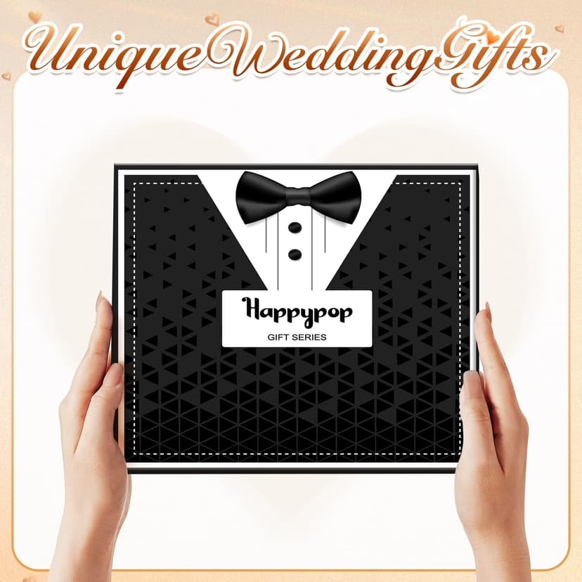 HAPPYPOP Wedding Gifts for Groom - Black Tuxedo Socks for Groom, I Do What She Says Engagement Socks
