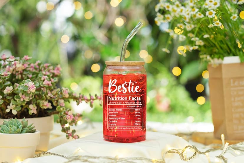 NewEleven Gift For Friends, Bestie - Birthday Gifts for Women Friendship - Unique Friendship Gifts For Women, Friend, Bestie, Bff, Soul Sister, Work Bestie - 16 Oz Coffee Glass