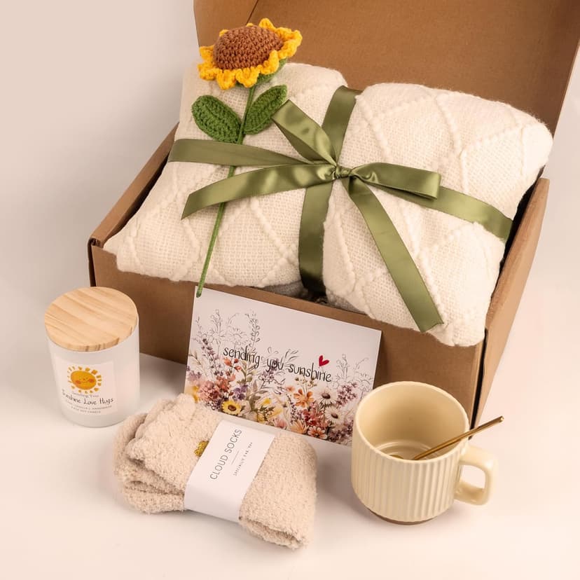 Gift Baskets for Women, Unique Birthday Gifts for Women, Best Friend Birthday Gifts, Get Well Soon Gift Basket，Sending Sunshine Gifts Sunflower Gifts, Thinking of You Care Package