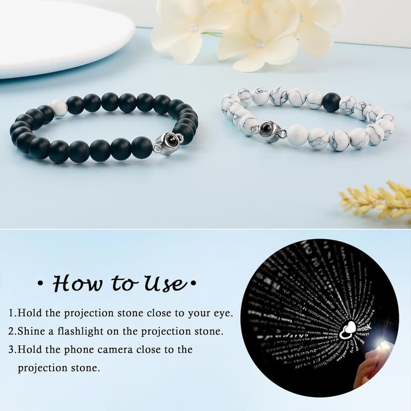 PEALICIOUS Gifts for Girlfriend, Bracelets for Girlfriend Matching Couple Bracelets with 100 Languages, Adjustable Girlfriend Birthday Gifts as BF and GF Love Bracelet Romantic Jewelry
