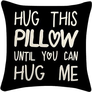Sufamb Hug This Pillow Until You Can Hug Me Throw Pillow Covers, 18 x 18 Pillow Case, for Boyfriend Girlfriend Birthday Gifts, Long Distance Relationships Gifts (Black)(18x18in)