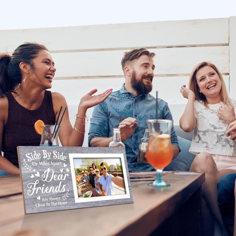 Jetec Wooden Friends Picture Frame 12 x 5.5 Inch Photo Frame Graduation Day Dear Friends Gifts Long Distance Friendship Photo Gifts(Deep Grey)