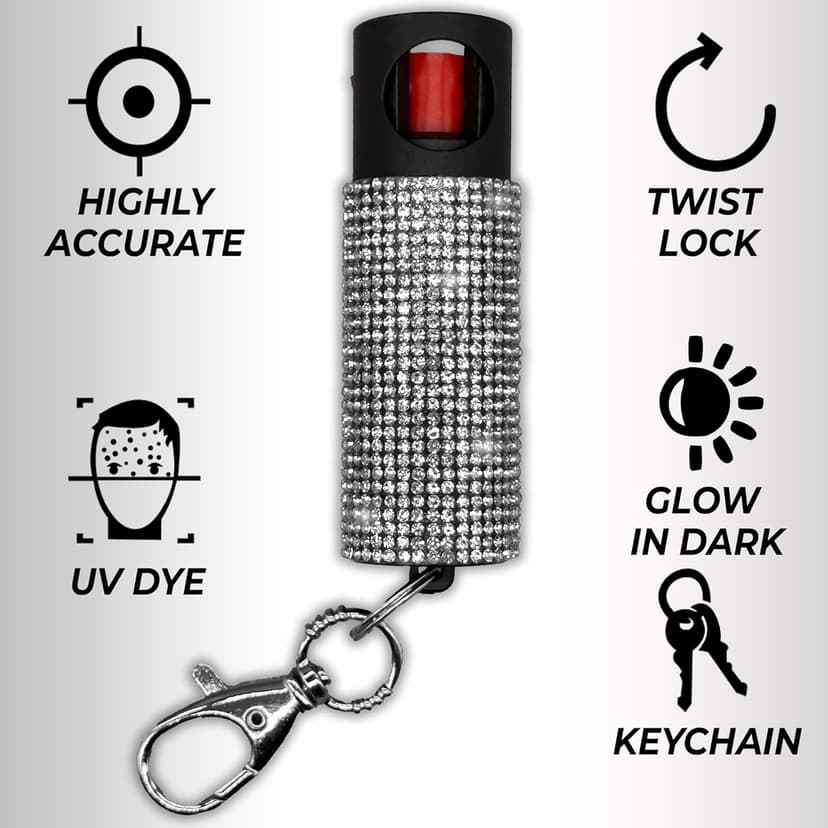 FIGHTSENSE Self Defense Pepper Spray - 1/2 oz Compact Size Maximum Strength Police Grade Formula Best Self Defense Tool for Women W/Leather Pouch Keychain