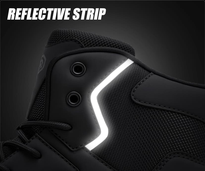 LARNMERN Steel Toe Work Boots Men Waterproof Non Slip Shoes Comfortable Lightweight Side Zipper Industrial Safety 6 Inch Boots