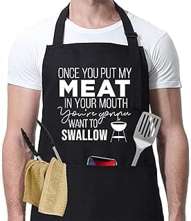 Miracu Funny Cooking Aprons for Men Husband - Christmas, Santa, Birthday Funny Male Gifts for Mens Best Friend, Gifts for Male Friends Guy Boyfriend Chef Man Him - Grilling Grill BBQ Apron w/Pockets