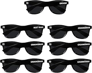 LADY&HOME Bachelor Party 7pcs Wedding Sunglasses for Groom, Best Man, Groomsmen Gifts Wedding Favor