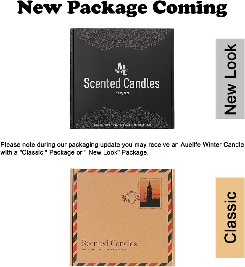 Auelife Scented Candles Set | Men Candle Set, Scented Candles for Home, Gifts for Men Aromatherapy Gift Set - 4 Pack Manly Gifts for Dad Fathers Day, Soy Candle of Leather/Smoke & Vanilla/Oak/Lavender