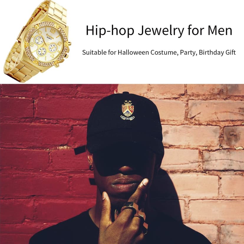 Lancardo Gold Hip-Hop Watch for Men [Upgraded] Japan Quartz 3ATM Waterproof Dress Casual Watch