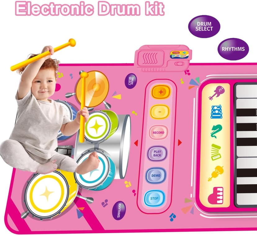 Toys for 1 Year Old Girl Gifts,2 in 1 Piano Mat Montessori Toys for 1 2 Year Old Girl,Educational Musical Toy First Birthday Gifts for 1 2 3 Year Old Girls,Christmas Stocking Stuffers for Toddler Girl