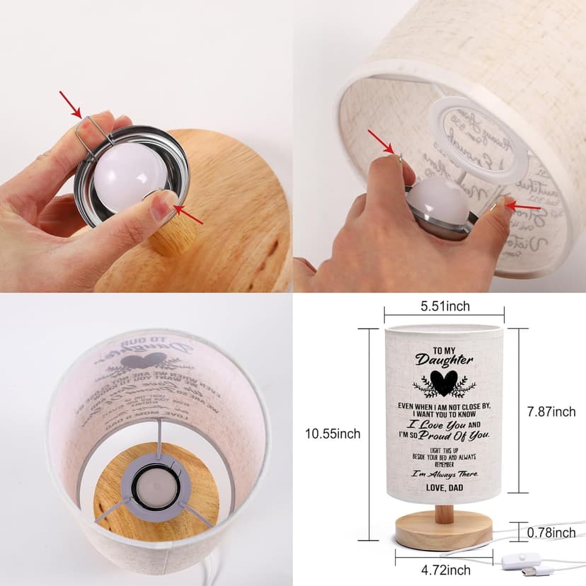 WSYEAR Birthday Gifts for Daughter from Dad,to My Daughter Gifts from Dad- Table Lamp Best Father Daughter Graduation Gifts for Grown Daughter