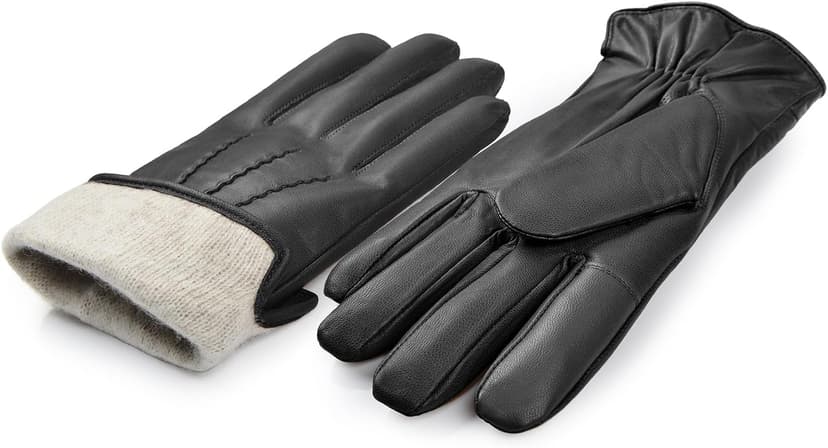 SURAWIL Mens Leather Gloves, Genuine Leather Winter Gloves For Men Cashmere Fleece Lined Touchscreen SUM05-US
