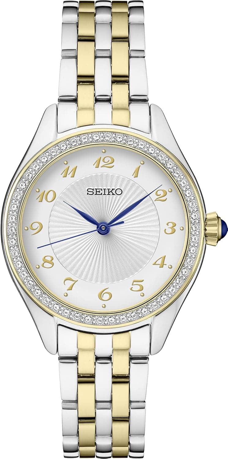SEIKO SUR392 Automatic Watch for Women - Essentials - Swavorski Crystals - Stainless Steel Two-Tone Gold-Finish Bracelet - 50M Water Resistant