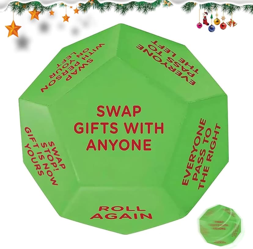 Santa Swap Gift Exchange Dice, 3 * 3in Exchange Gifts Family Game, Christmas Stocking Stuffers Gift Exchange Dice Games for Boys and Girls, Gifts for Xmas, Birthday, Party and Family Night, Holiday
