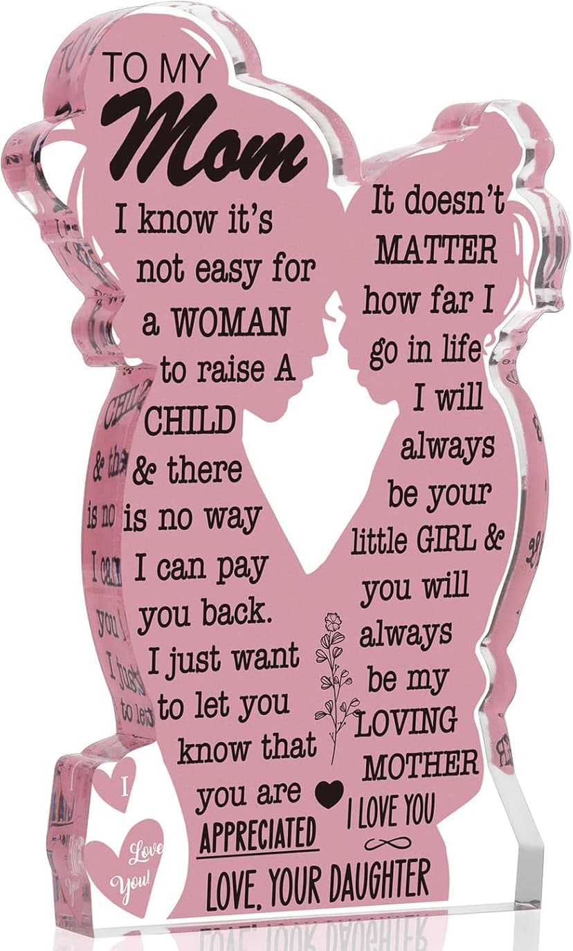 Mom Gifts from Daughter Christmas Gift for Mom, Mom Birthday Ideas Gift Cool Mother's Day Gifts from Daughter Best Mom Ever Gifts New Mom Single Mom Christmas 2024 Acrylic Plaque Sign 5x3in