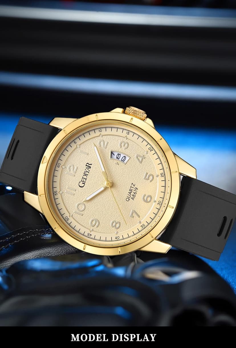 GEDIYAR Mens Quartz Analog Wrist Watches Calendar Date Waterproof Big Large Face Watch for Men Business Casual Dress Sports