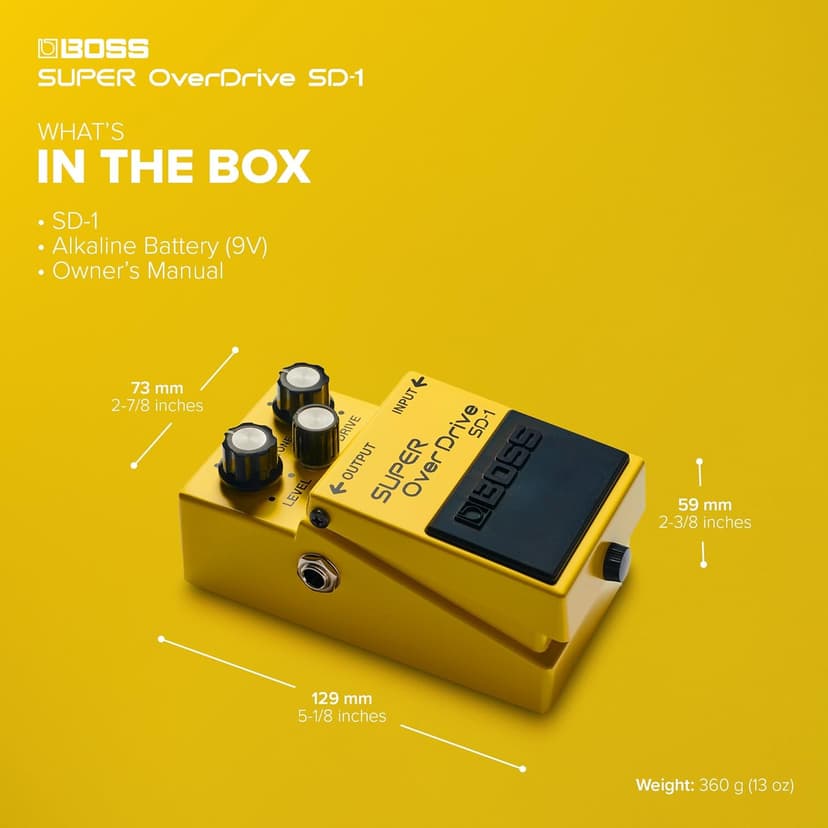 BOSS SD-1 SUPER Overdrive | Compact Overdrive Pedal | Genre-Defining Sound & Feel | Unique Clipping Circuitry Produces Tube-Like Characteristics | Dynamic Tone Options | Easy-To-Use Controls