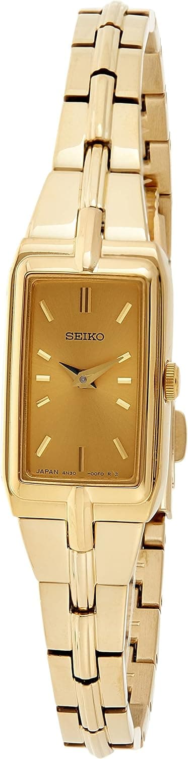 SEIKO Jewelry-Inspired Stainless Steel Watches for Women with Push 3-Fold Bracelet and Scratch-Resistant Hardlex Crystal, 30m Water-Resistant