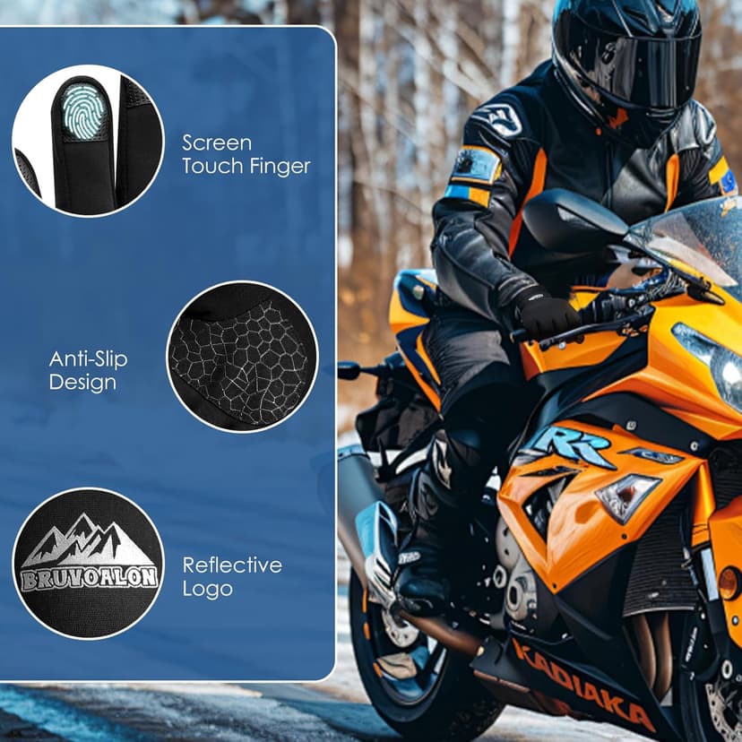 Bruvoalon Winter Gloves for Women & Men, 3M Thermal Insulation, Lycra Fabric, Touchscreen, Anti-Slip