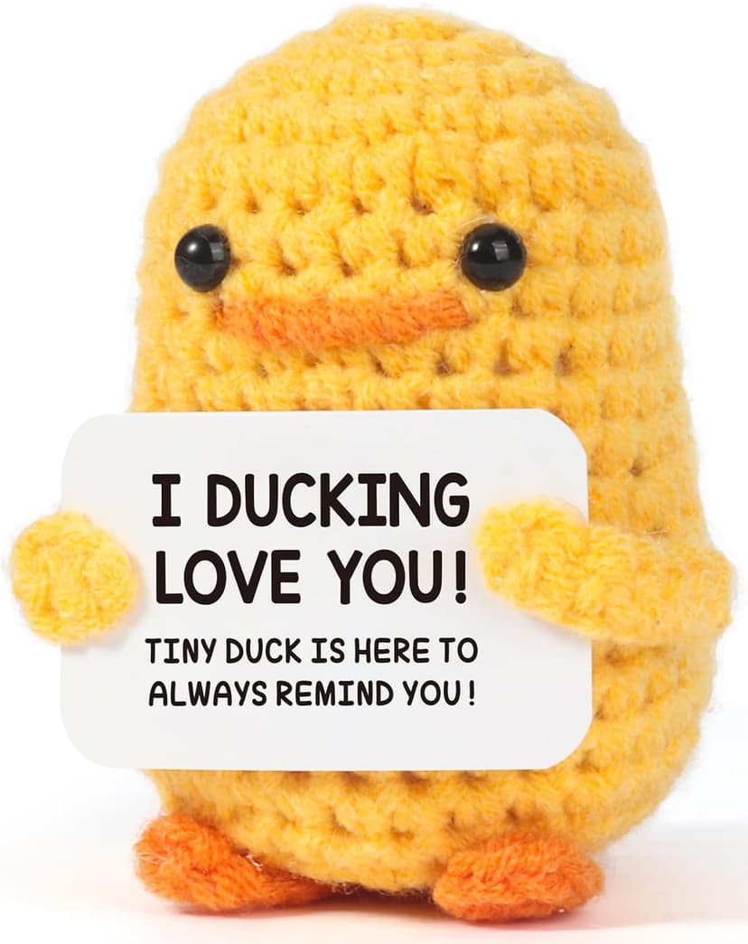 MBL Anniversary for Men Women Her - Funny Small Cute Crochet Duck Gifts for Women Men Wife Husband Girlfriend Boyfriend Fiance Couple Lover Him Birthday Wedding Christmas Stocking Stuffers Present