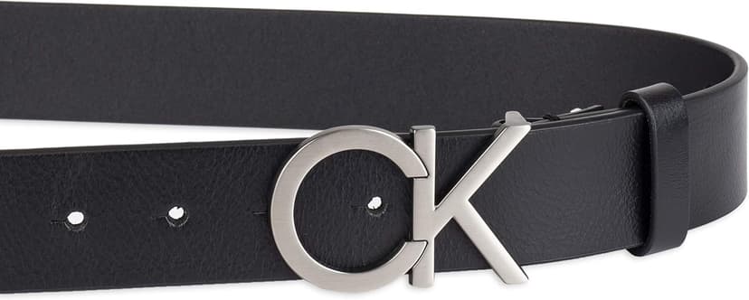 Calvin Klein Men’s CK Monogram Cut Out Buckle Belt – Casual Belt for Jeans & Everyday Wear